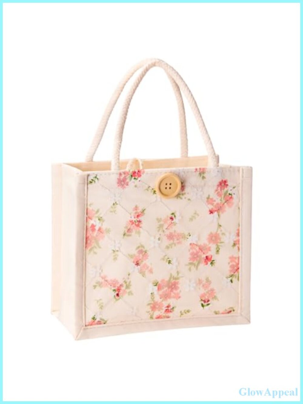 Embroidered PU Leather Mini Tote Bag, Floral Lace Reusable Shopping Purse